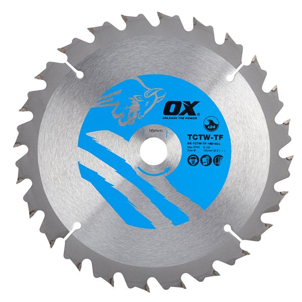 OX Wood Cutting Thin Kerf Circular Saw Blade 165/16mm, 24 Teeth ATB