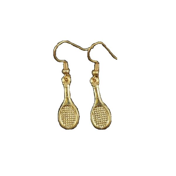 Gold Plated Tennis Racquet Earrings