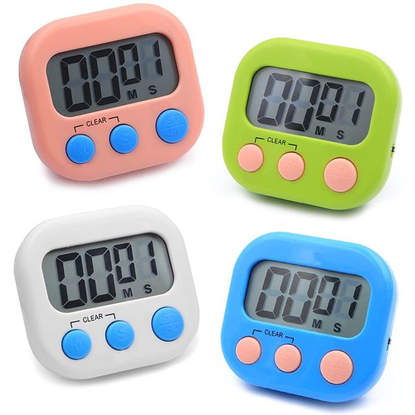 Minute Cooking Timer,4 PCS Kitchen Countdown Timer,4-Color Stop Watch Magnetic Timer With Loud Alarm Big Digital for Cooking Boiling Eggs Children Shower Toothbrush Bathroom Kids Teacher Gym Classroom