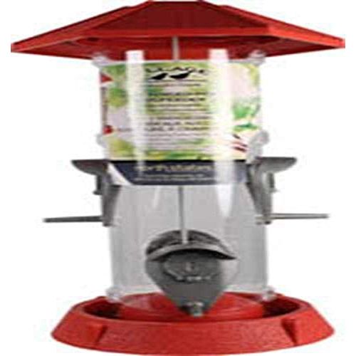 North States Industries 9310 061086 2-in-1 1.5 lb Cap Hinged-Port Bird Feeder, Red/Clear
