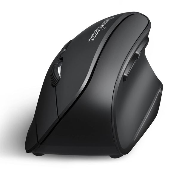 Perixx PERIMICE-804 Bluetooth Vertical Mouse, Bluetooth Connection for Windows and Android System, Works without USB Receiver, Black