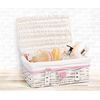 Wicker Storage Hamper with Lid with Liner Gift Hamper Wicker Basket Storage (White, Small)
