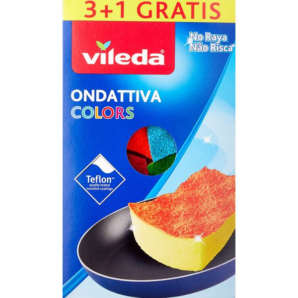 Vileda Colors ondattiva MILLEUSI 3 + 1, Sponge, Multicoloured, 13 x 22 x 2.6 cm, 4 Units