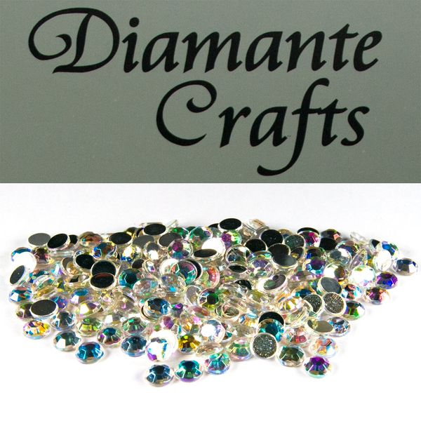 200 x 5mm Clear Iridescent Round Diamante Loose Rhinestone Gems created exclusively for Diamante Crafts