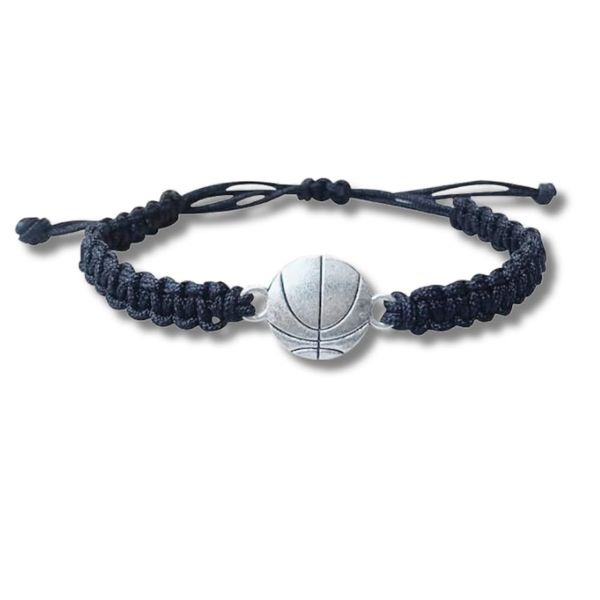 Sportybella Basketball Charm Bracelet Black- Adjustable Bracelets For Girls & Boys w/Basketball Charm. Basketball Gifts & Souvenir for Basketball Players. Unisex Basketball Jewelry