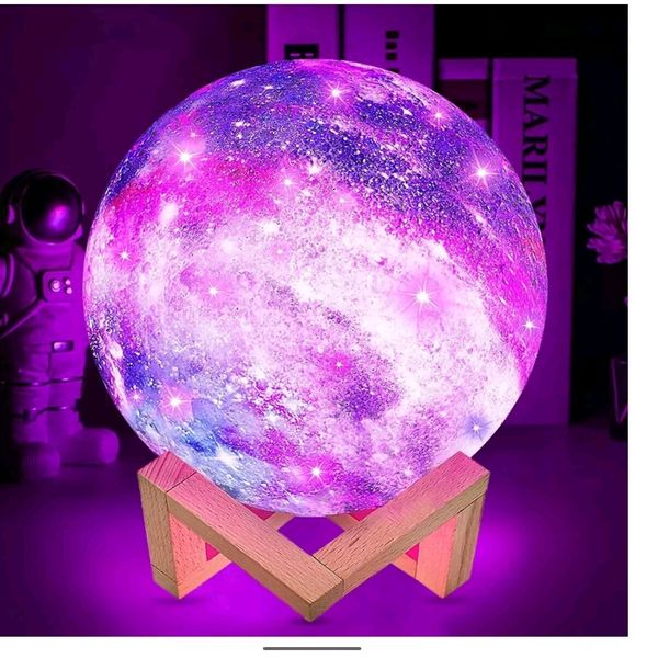 3D Printing Moon Galaxy Lamp Moonlight  Touch Color Changing With Cute Gift Box 