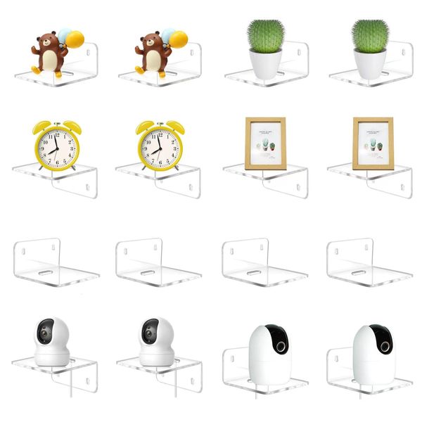 COXWANG Acrylic Small Shelf,Window Plant Shelf,Acrylic Wall Shelves Display Ledges for Pop Figures,Plant,Picture Photo,Spices,Security Cameras, Speakers