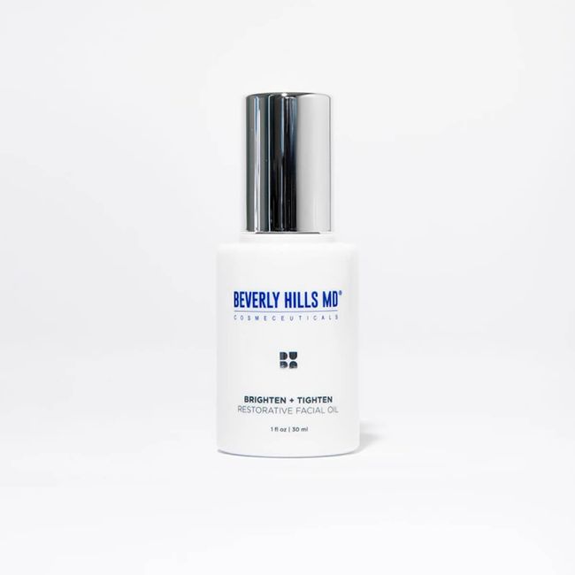 Beverly Hills MD Brighten + Tighten Restorative Face Oil- Reduce Wrinkles & Tone Skin, Anti-Aging Formula for an Even, Moisturized Complexion- Lighten Dark Spots on Face, Neck, Décolleté w/Vitamin C