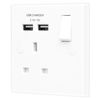 BG Electrical Single Switched Fast Charging Power Socket with Two USB Charging Ports