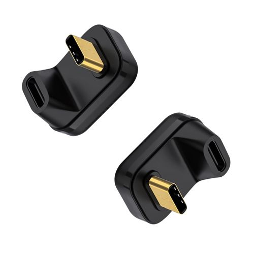 Danfetsoy USB C 180 Degree Adapter 40Gbps, 180 Degree USB C Adapter Male to Female, 180 Degree USB C to USB C Extender Adapter for MacBook, Laptop, Tablet, VR, Camera, Smartphone (2-Pack)