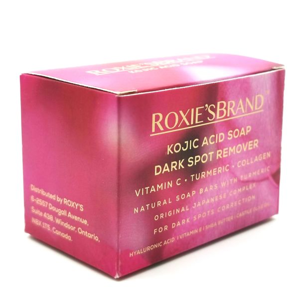 ROXIE'SBRAND Kojic Acid Dark Spot Remover Soap Bars with Vitamin C, Retinol, Turmeric - Original Japanese Complex Infused with Hyaluronic Acid, Shea Butter, Castile Olive Oil (2 x 3.52oz. Bars)