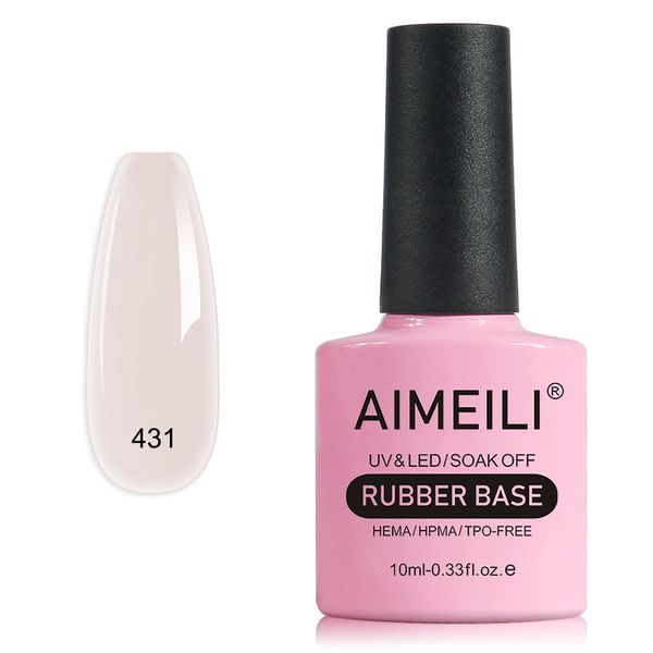 AIMEILI 5 in 1 Rubber Base Gel For Nails, Sheer Color Gel Nail Polish UV LED Soak Off, Elastic Rubber Base Coat Nail Strengthener, Long Lasting - (431) 10ml