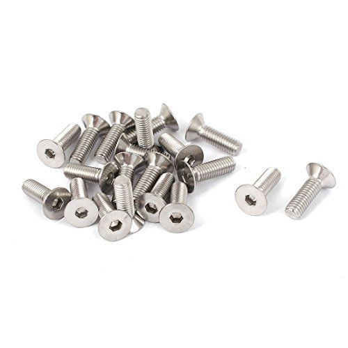 uxcell Countersunk Bolts, Silver-Tone, 304 Stainless Steel, Flat Head Screws, M5 x 16mm, Pack of 20