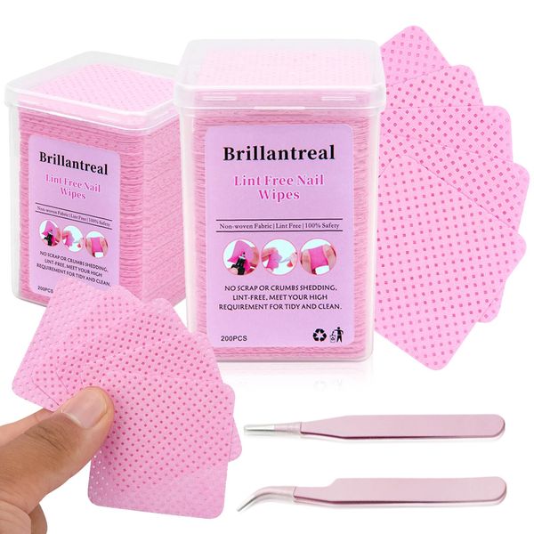 400 PCS Lint-Free Nail & Lash Wipes - Super Absorbent, Non-Woven, Soft Glue Wipes for Eyelash Extensions and Nail Polish Removal