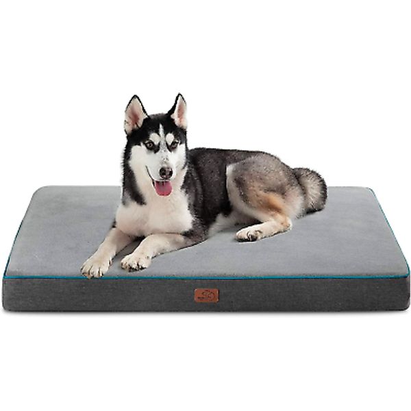 Memory Foam Dog Bed for Large Dogs - Orthopedic Waterproof Pet Bed, Grey