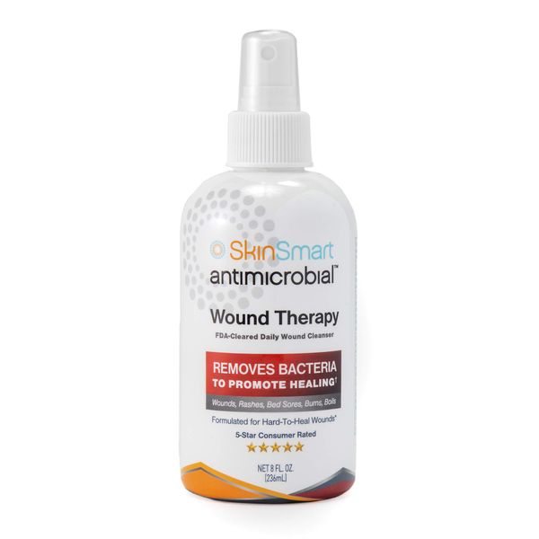 SkinSmart Antimicrobial Wound Therapy, Hypochlorous Acid Safely Removes Bacteria so Wounds Can Heal, 8 Ounce Clear Spray