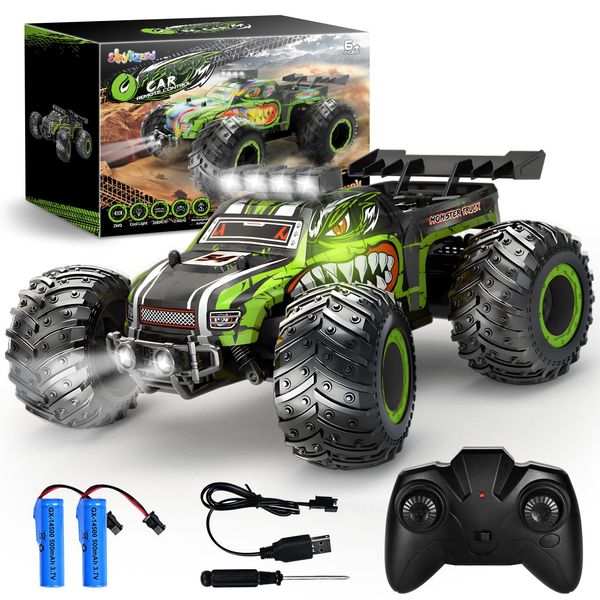 Remote Control Car, Rc Cars for Boys Age 6-8 8-12, 2.4Ghz All Terrain Rc Truck Toys with Headlights and Car Body Lights, 20 KM/H Off Road Remote Control Monster Truck, Ideal Gift for Kids 6 7 8 9 10+