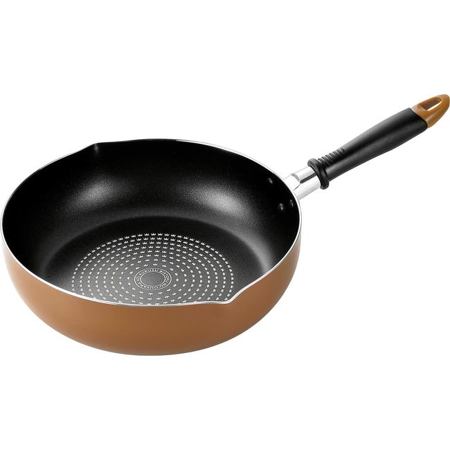 Yokoyama KKCH-403S Frying Pan, Brown, 11.0 inches (28 cm), Kei Kurusu, Induction Compatible, Deep Double Mouth Frying Pan