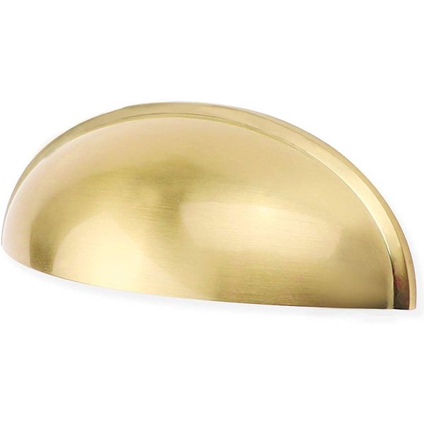 goldenwarm 10 Pack Cup Drawer Pull Cabinet Handles - LS0313BB76 Brushed Brass Furniture Hardware Handles Shell Cup Pull for Bathroom Kitchen Cabinet Handles