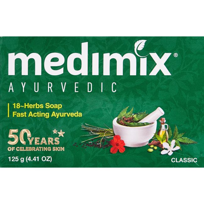 Medimix Herbal Handmade Ayurvedic Classic 18 Herb Soap for Healthy and Clear Skin (125 g)