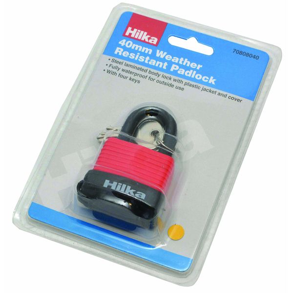 Hilka 70808040 40 mm Weather Resistant Padlock, Silver