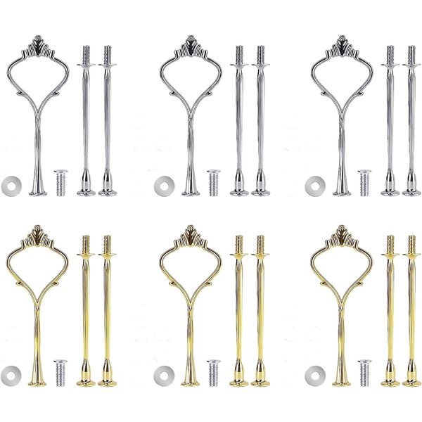 6 Piece Cake Stand Set, Cake Stand Kit Rods Set, Metal Rod, Centre Hole Cutter, 2 to 3 Levels for Wedding Cakes, Cake Stands, Fruit Tray, Snack Plate, Sweets (Plate Not Included)