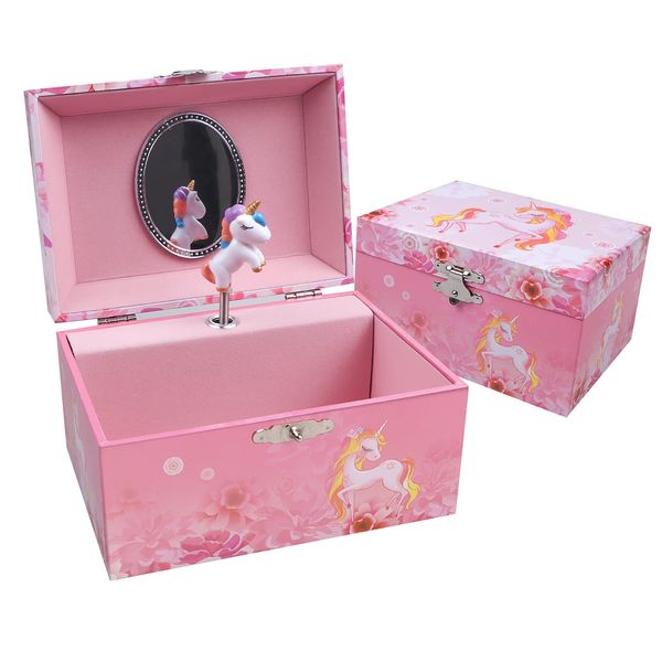 TAOPU Musical Jewelry Box with Spinning Unicorn Music Box Jewel Storage Case Best Gift Toys for Girls