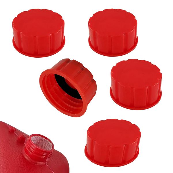 Fesasn Gas Can Cap Replacement 5 Gallon with Coarse Thread Style,Fits Gas/Water Can Transportation Caps Prevent Fuel Leakage (Pack of 5)