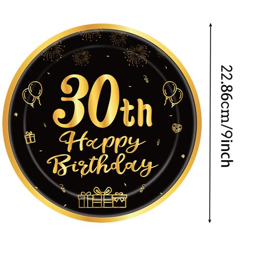 Happy 30th Birthday Paper Plates 9”Black and Gold,16Pcs Disposable Tableware Party Plates,Happy 30th Birthday Decorations Plates for Women,Men,Him,Her 30th Birthday Party Supplies Table Decorations