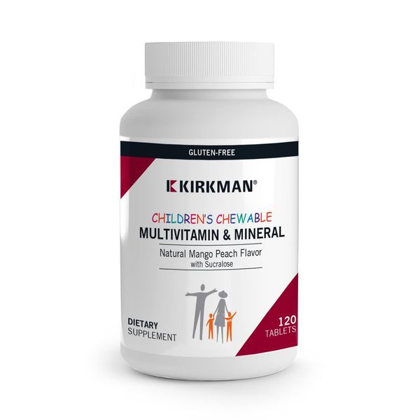 Kirkman - Children's Chewable Multivitamin & Mineral Wafers - 120 Tablets - Potent Broad Spectrum Vitamin/Mineral Supplement - with Coenzyme Q-10 (CoQ10) - Natural Mango Peach Flavor