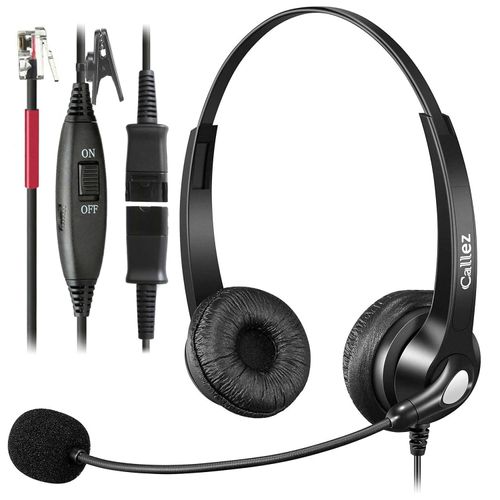 RJ9 Phone Headset with Mic Noise Cancelling & Quick Disconnect, Landline Telephone Headset Work for Grandstream GX2160 1620 1630 Yealink T23P T27G T43U T46S T48S T54W Avaya 1608 9608 Snom IP Phones