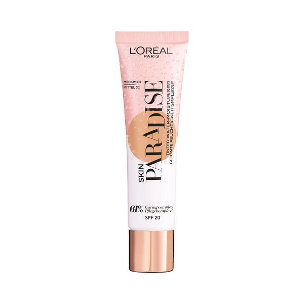 L'Oreal Paris Skin Paradise Tinted Moisturiser, Up to 24h hydration, SPF20, 02 Medium, 0.039 kg