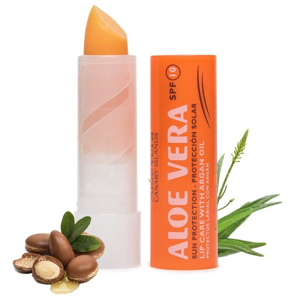 ALOE EXCELLENCE – Aloe Vera Lippenbalsam | Sonnenschutz SPF 20 | Feuchthaltender und Nährender Lippenbalsam (Aloe Vera Lippenbalsam mit Arganöl)