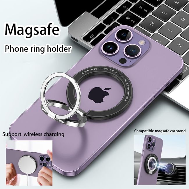 Magnetic Cell Phone Ring Holder Compatible with iPhone 12 13 14 Series  MagSafe Removable Cell Phone Grip Kickstand