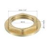 sourcing map G1/2 Pipe Fitting Hex Flange Lock Nut Locknut Female Threaded Fastening Thin Nut for Plumbing Fixed, Brass 4Pcs