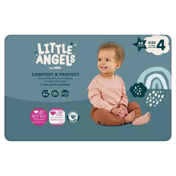 2X ASDA Little Angels Size 4 Nappies 48 Pack