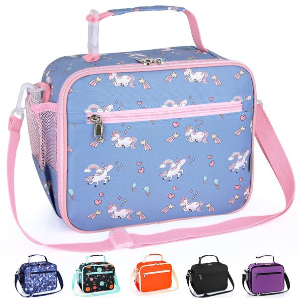 Homtibrm Insulated Lunch Bag, Kids Lunch Cool Bag with Adjustable Strap, Waterproof Lunch Box Bag for Adults Kids Boys Girls Work School Picnic (Little Pony)