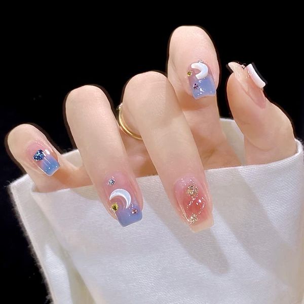 AAGWW Nail Tips, Berry Short, False Nails, Long, Coming-of-Age Ceremony, Mat, False Nails, Cute, Beautiful Shell Supplies, Workshop, Glue Design (Color: Tsukage Candy, Product Contents: 24 Nail Art + Glue)