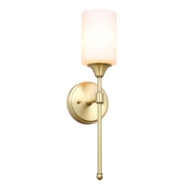 XiNBEi Lighting Wall Sconce, Bathroom Vanity Light with Glass, Classic Wall Fixture Satin Brass Finish for Bathroom XB-W1216-SB