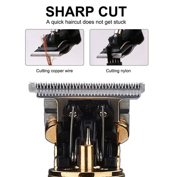 Hair Cutting Trimmer, 6H Cordless Zero Gap Trimmer for Men and Women, 4 Guided Details Glamorous Outline Hair Clipper, Sharp Blade Rechargeable Beard Trimmer for Bald, Home, Barbershop (Golden)