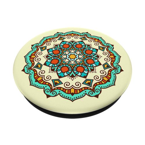 Sassy Southern Charm & Grace Zen Mindful Meditation Mandala Burnt Orange & Teal on Ivory PopSockets