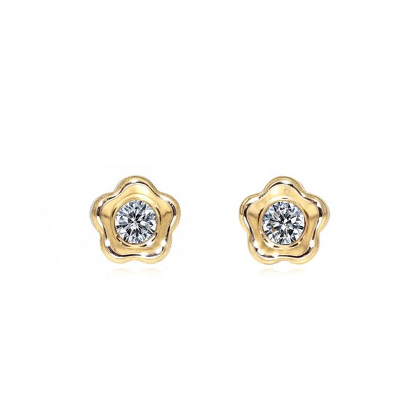 18ct Yellow Gold Daisy flower newborn Earrings