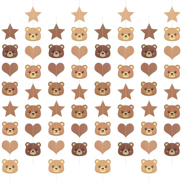 Bear Birthday Party Decorations, Animal banner for Gender Reveal Birthday Wedding Baby Shower Bearly Theme Boys Girls Decorations(Brown)