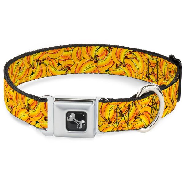 Buckle-Down 15-26" Vivid Banana Bunches Stacked Dog Collar Bone