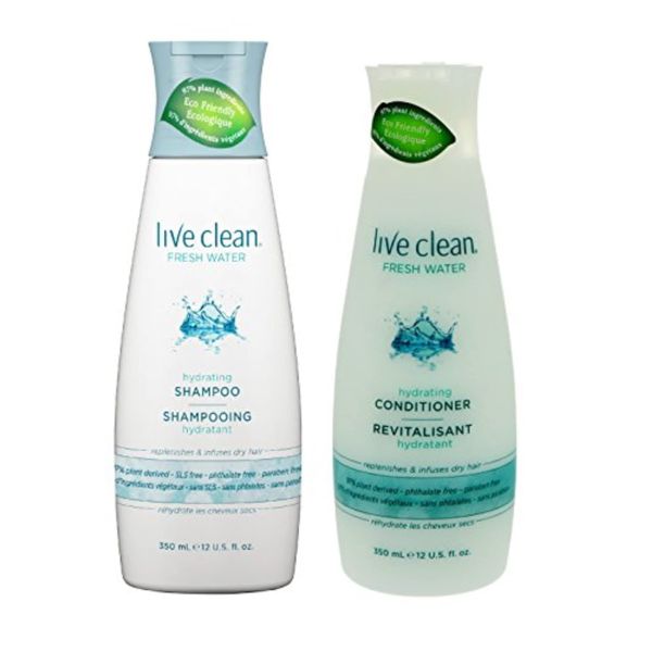 Live Clean Fresh Water Hydrating Shampoo and Conditioner Bundle With Rosemary Leaf Extract, Vitamin E and Lavender Extract, 12 fl. oz. Each