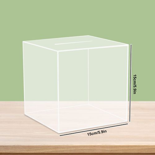 Clear Piggy Bank for Adults kids, Acrylic Piggy Bank Break to Open Square Money Box 15x15x15cm Clear Money Box for Adults Acrylic Money Saving Box
