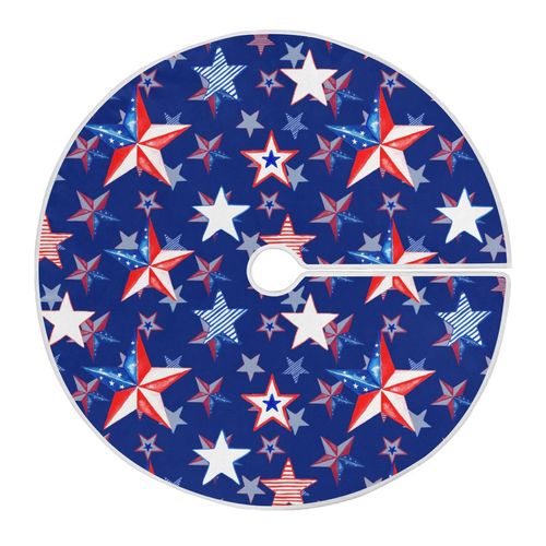 American Stars USA Flag 48 Inch Christmas Tree Skirt, Soft Xmas Tree Mat for Party Decoration Holiday Decor Christmas Decorations Indoor Outdoor