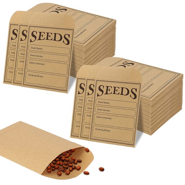 Fuceury 150 Pieces Seed Saving Envelopes, 4.7x3.1 Inch Sealing Kraft Seed Packets Envelopes for Flower Vegetable Seeds Storage