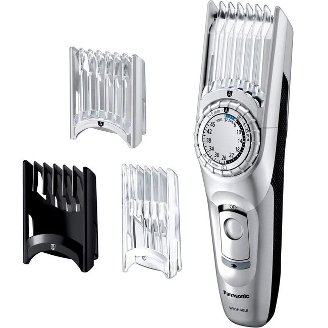 Panasonic ER-GC74-S Hair Trimmer, For Short Hair, Charging/AC Type, Silver Tone