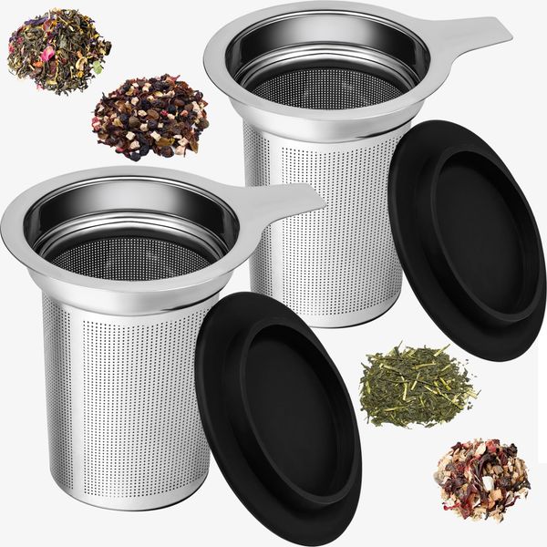 PARACITY Tea Infuser for Loose Leaf Tea, Loose Leaf Tea Infuser with Handles, Tea Strainer Extra Fine 18/8 Stainless Steel, Tea Strainer for Teapots, Mugs, Cups to Steep Loose Leaf Tea（2 Pack)